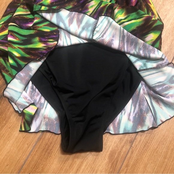 NWOT Rare Septangle V Neck Jeweltone One Piece Swimsuit Slimming Swimdress Sz 14 - Picture 4 of 9